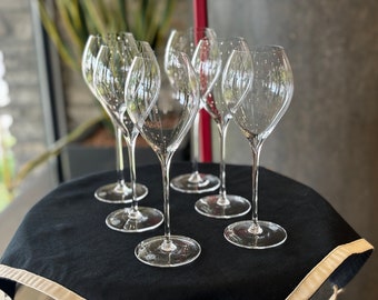 L'Instant Taittinger Champagne glass set 6 Vintage Mouth-blown Handmade crystal flutes in original box Made in France by Lehmann Glass