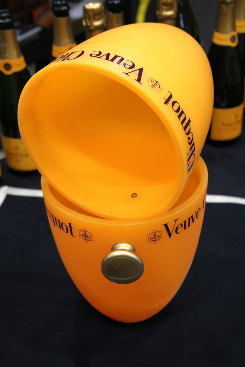 2 Veuve Clicquot French Champagne Ice Buckets With Golden Buttons 2pcs