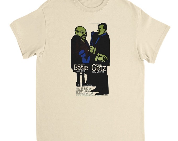 Stan Getz y Count Basie Camiseta de músico de jazz, leyenda del jazz, camiseta, regalo para amantes de la música de jazz