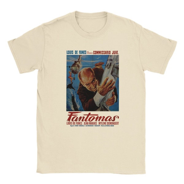 T-shirt vintage Fantomas : hommage à la criminalité française classique | Chemise Louis de Funès | T-shirt Fantomas | Chemise Old B Movie | Cadeau pour les amateurs de cinéma français