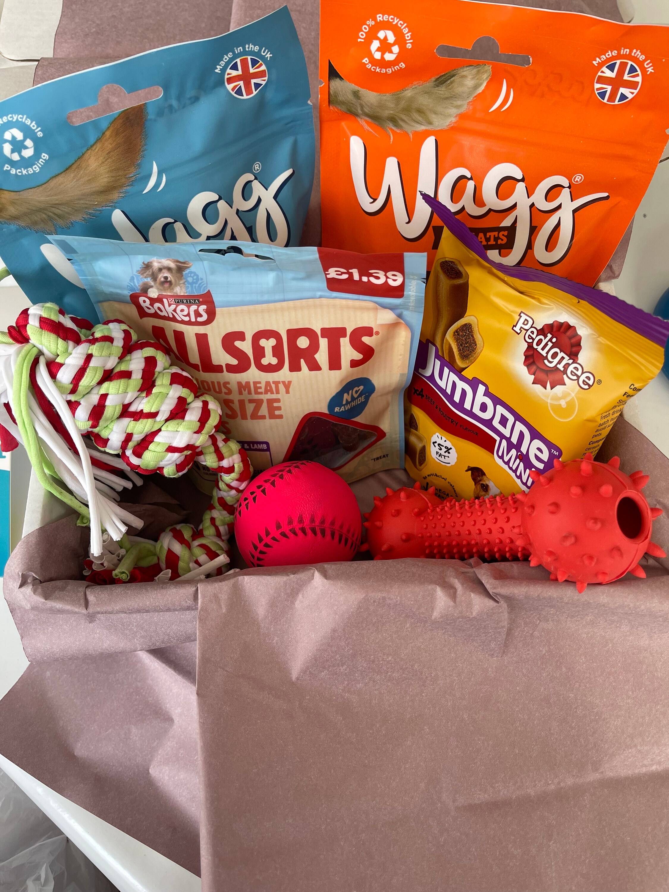 Dog Hamper, With Toys and Treats, Give as a Present for Your Dog or a
