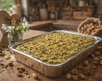 Artisan Pistachio cream topped cake