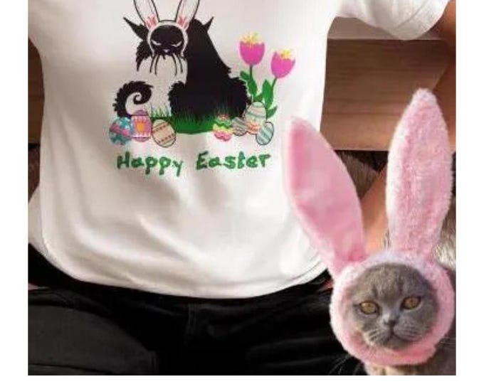 Funny Black Cat Easter Shirt - BunnyCat Graphic Tee - Funny BadCat Lover Gift - Unisex T-Shirt