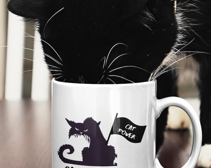 Cat Power Mug – Funny Cats Rule Coffee Cup,Gift for Cat Moms & Cat Dads,Grumpy Cat Lover Mug, BadCat Coffee Cup, Christmas Gift (11oz, 15oz)
