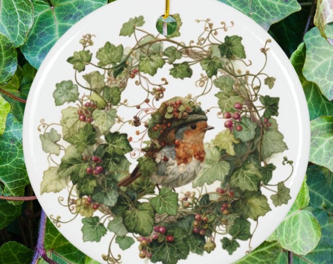 Whimsical Robin Bird Ornament – Cottagecore Decoration,Woodland Gift,Nature-Inspired Keepsake,Bird Lover Gift,Rustic Woodland Ornament