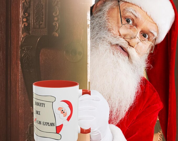 Funny Santa Christmas Mug, I Can Explain, Naughty or Nice List Coffee Cup, 11oz, 15oz