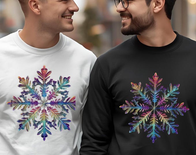 LGBTQ Rainbow Snowflake Sweatshirt, Pride Winter Sweater, Inclusive Christmas Shirt, Holiday LGBTQ Gift