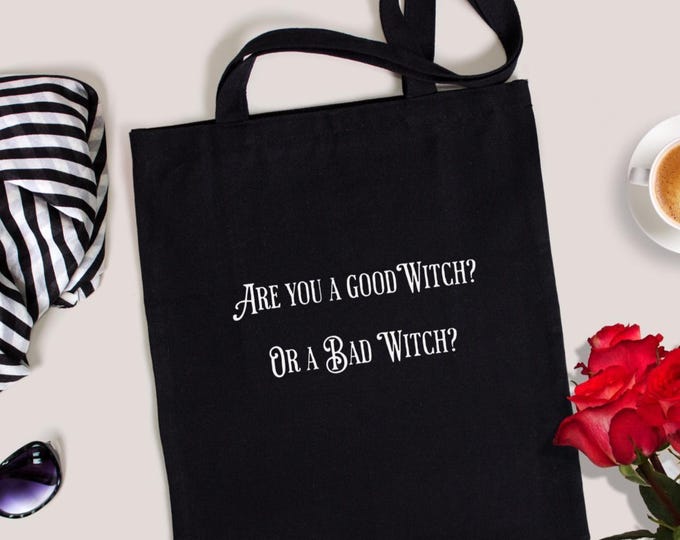 Good Witch or Bad Witch? Black Gothic Tote Bag,Halloween Tote,Witchcore Gift, Spooky Season Tote Bag, Bookish Witch Bag, Witchcore Tote