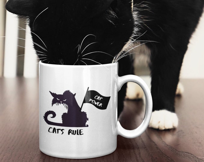 BadCat, Cat-Power, coffeemug-for her, funnycat mug, cat mug-for her, coffeemug-for him, gift-for catlovers, Ceramic Mug, (11oz, 15oz)