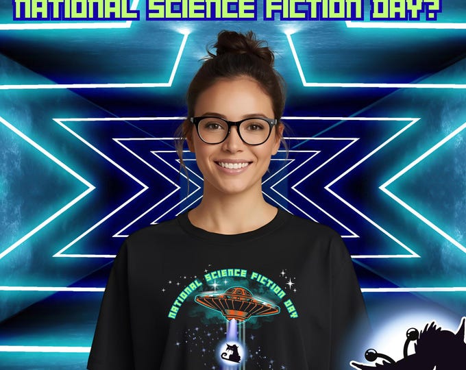 Science Fiction Day Shirt, January 2 Retro Space Tee, BadCat Nerdy Holiday Gift