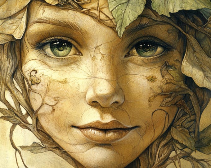Summer Fairy Face Clip Art, Whimsical WoodlandSprite, FairyClipArt, FantasyArt, NatureSpirit, ForestNymph, FairyClipArt,DigitalDownload