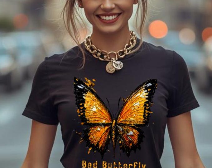 BadButterfly T-shirt, Butterfly Tee, Edgy Cottagecore Shirt, Rustic Butterfly, Grunge Chic Gift
