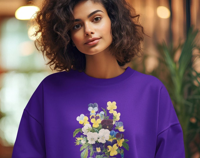 Sweatshirt  pansies, springtime, Spring Pansies, flowers, garden, gift for her, gift for gardeners,Unisex Heavy Blend™ Crewneck Sweatshirt