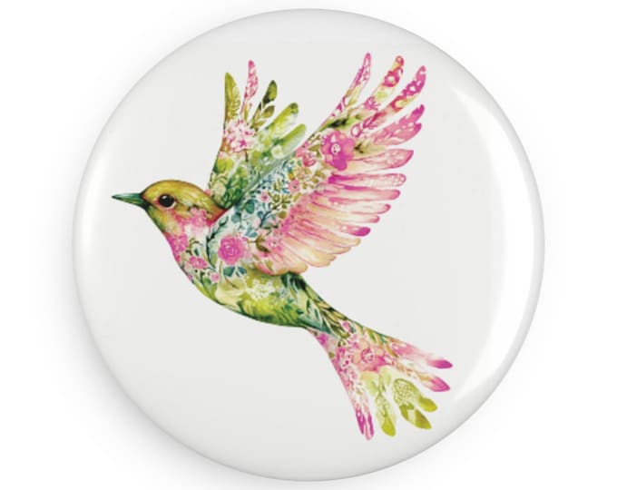 Summer Bird Button Magnets, Colorful Bird, KitchenDecor, Patterned Bird, Gifts-for Her,Fridge Magnet,Gift-for BirdLovers, 1 or 10 pcs