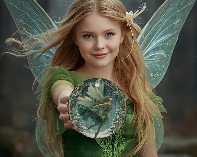 Winter Fairy Ceramic Ornament: Enchanted Woodland Christmas Tree Decor