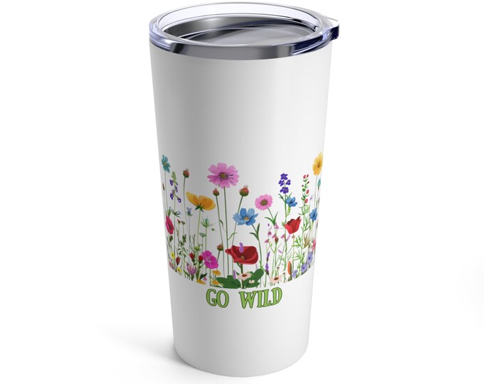 GoWild, wildflower-tumbler, floraltumbler, tumbler-for her, gift-for her, insulatedtumbler,  Tumbler 20oz