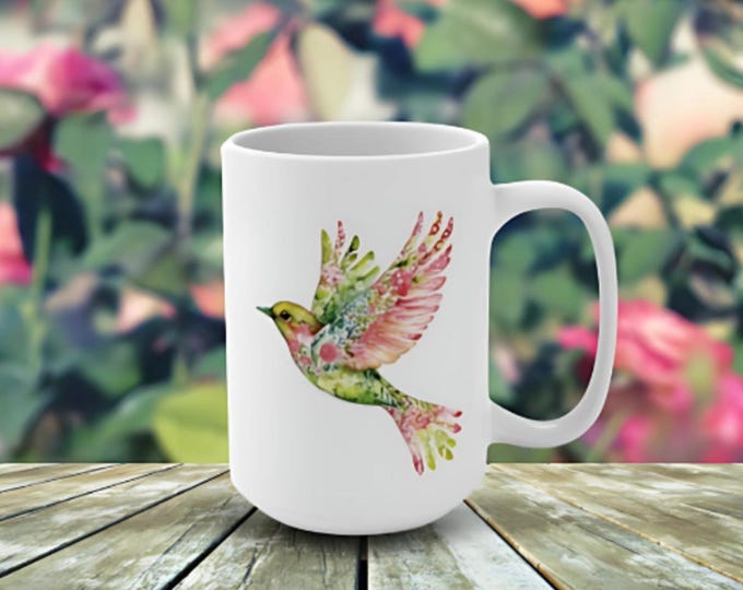Summer Bird Coffee Cup, Colorful Bird Mug, Kitchen Decor, Gifts for Her, Mothers' Day Gift, Gift-for BirdLovers, Garden-Vibe, GardenLovers