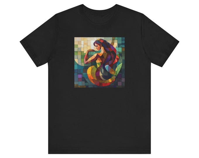 Mermaid Unisex Tee, Modern Art Graphic T-Shirt, Casual Elegance Shirt, Versatile Wardrobe Addition, Ocean Lover Gift, Beach Vibes Apparel,