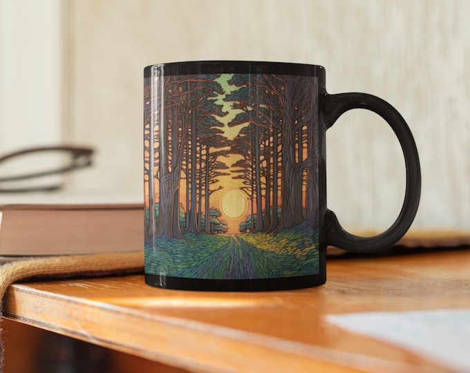 Cedar Avenue Coffee Mug  #cedar trees #ocean #twilight #coastal #horizon #gift              11oz Black Mug