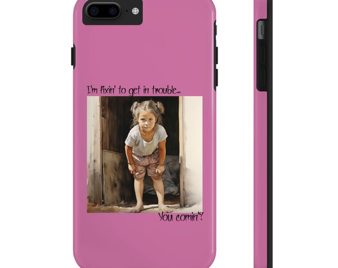 Tough Phone Cases, Mischievous Little Girl Design - Protective Phone Covers, Strong Phone Cases, Cute Phone Accessories, Hard Phone Covers,