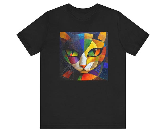 Modern Cat, cat shirt, modernart cat, catlover tee, tshirt-for her, tshirt-gift, gifts-for her, tee-for her, Unisex Jersey Short Sleeve Tee