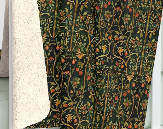 Medieval Forest, Sherpa Fleece Blanket, Old World Elegance,Gift for Her, Him,Cozy Throw,Housewarming Gift,Medieval-Inspired,DarkAcademia