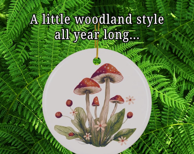 Red Mushroom Ornament, Whimsical Woodland Decor, Cottagecore Toadstool Hanging Ornament, Nature Inspired Gift