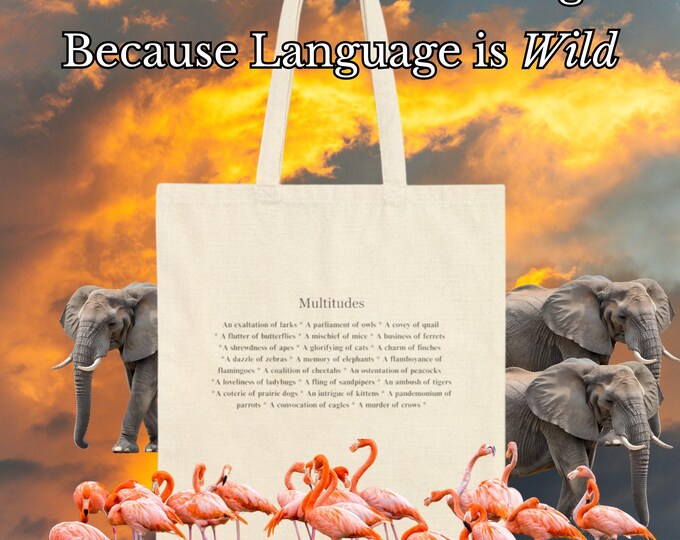 Word Nerd Multitudes Tote Bag, Collective Nouns, Gift for Readers, Writers and Teachers,