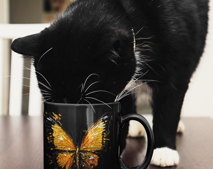 BadButterfly, butterfly-mug, grunge-butterfly, coffeemug-for her, butterfly-cup, gifts-for her, coffeecup-for her,   Black Mug (11oz, 15oz)