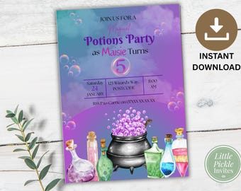 Potions Party Birthday Invitation – Girl Wizard Theme (Digital)