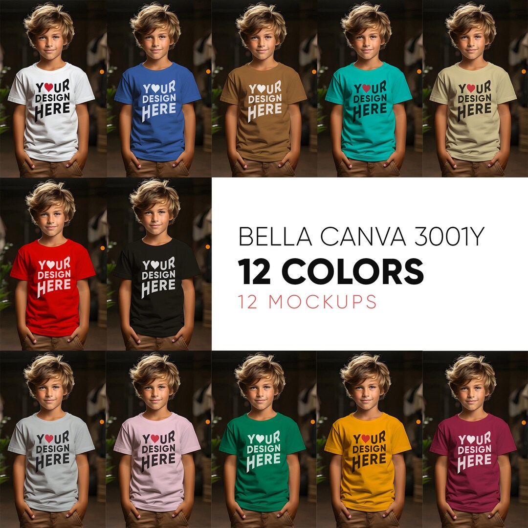 Bella Canvas 3001Y Color Chart T-shirt Mockup Pack Bella Canvas Shirt ...
