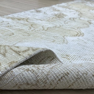 2x8 Beige White Runner Rug, Turkish White Runner 2x8 Beige Oushak Runner, Handmade Wool Runner, Home Decor Gift Runner  Entry Rug 2.3x8.4 Ft