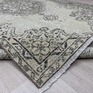 6x9 Beige Brown Turkish Rug, 6x9 Oushak Rug, Vintage Distressed Rug, Handmade Wool Rug Bedroom, Living room, Entry, Bathroom Rug 5.6x9.3 Ft