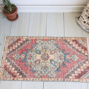 2x3 Mini Rug, Vintage Small Rug,2x3 Oushak Small Rug, Natural Small Rug, Small Rug, 2x3 Wool Rug, Turkish Small Rug, Anatolian Mini Rug,434