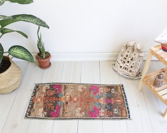 Door Mat Rug, Handmade Rug, Bath Mat Rug, Soft Door Mat, Small Size Rug, Oushak Mini Rug,1x3 Soft Rug,1x3 Turkish Rug, 1x3 Vintage Rug,438