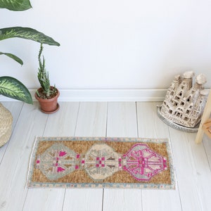 1x3 Mini Turkish Rug, Bathroom Rug, Door Mat Rug,Wool Rug,Handmade Rug, Mini Vintage Rug, 1x3 Small Rug,Mini Oushak Rug, Anatolian Rug,445