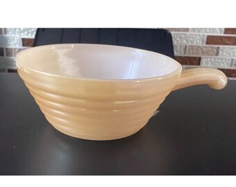 Vintage Feuerkönig Peach Luster Ware Bienenstock Suppenschüssel gerippter Griff Ofenmilch