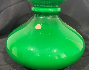 Vintage Green- White 8 1/2” Glass Dome Shade Made In France V V