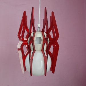 Vintage Pendant Light, Retro Light Fixture, Hanging Lamp, Ceiling lamp, 1960s, Space Age, Mid Century, Red Lamp