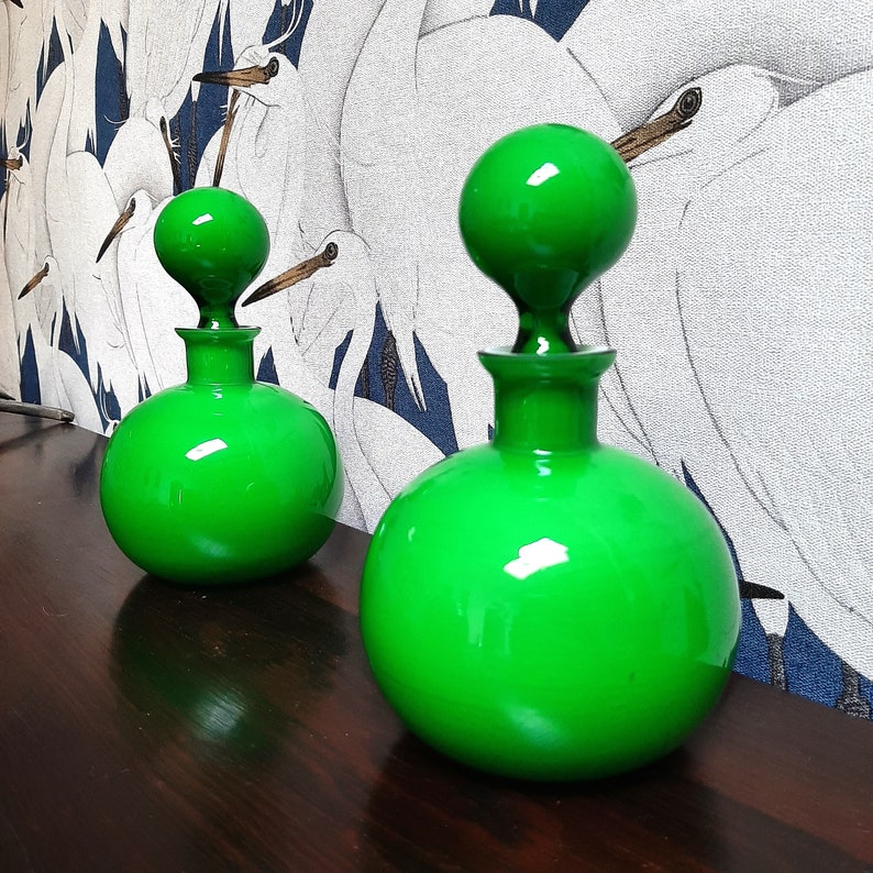 Green Glass Vanity Set, Vintage Boudoir Set, Set of Boudoir Bottles Etsy