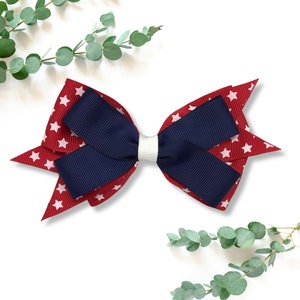 Patriotic hair bow- large hair bow- Americana hair bow- USA hair accessories- little girl hair bows- red white and blue accessories