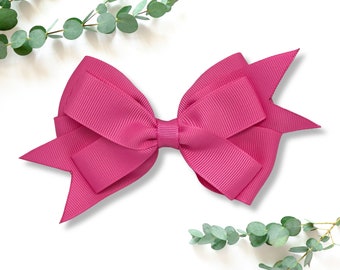 Pink hair bow- large hair bow- solid pink hair bow- pink hair accessories- little girl hair bows- pink accessories