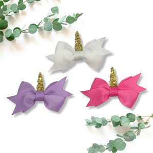 Unicorn hair bows bundle- small hair bows- pink unicorn bow- purple unicorn bow- white unicorn bow- little girl hair bows