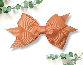Peach hair bow- large hair bow- solid peach hair bow- peach hair accessories- little girl hair bows- peach accessories