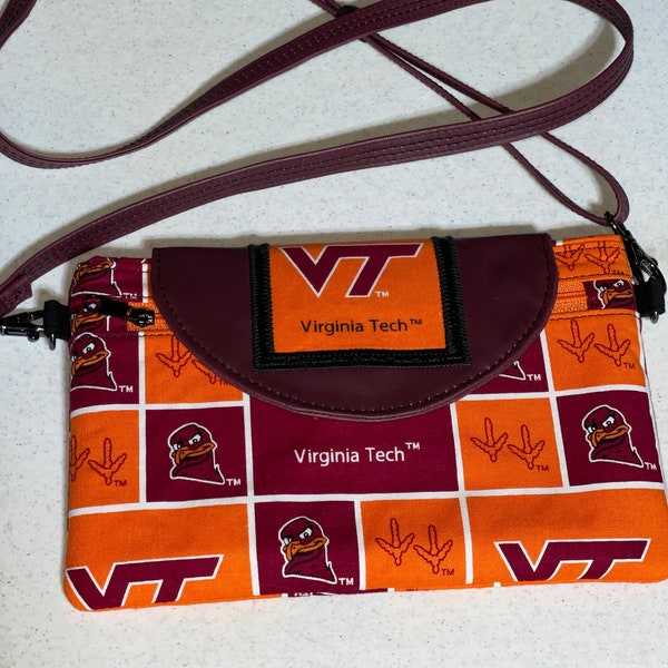 Virgina Tech Handmade Crossbody Cell Phone Purse w/Strap