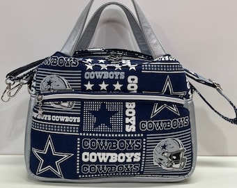 Dallas Cowboys Purse: Handmade Faux Silver Leather Crossbody Handbag