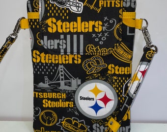 Pittsburgh Steelers Handmade Crossbody Cell Phone Purse Vertical w/Strap
