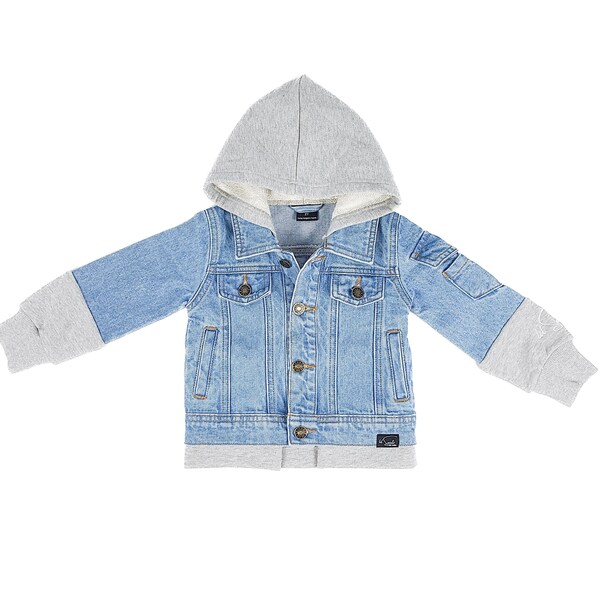 HOODED DENIM JACKET - Toddler | 100% Cotton Gender Neutral Essential Denim Jacket Toddler