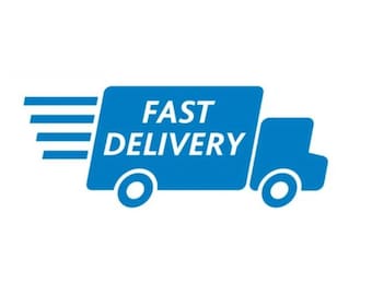 May include: A blue delivery truck icon with the words "FAST DELIVERY" in white text. The truck has a stylized design with horizontal lines emanating from the front, suggesting speed and efficiency. The image is set against a white background.