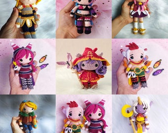 League of Legends Crochet Plush, Rakan, Xayah, Jinx, Lulu, Lux, Soraka, Senna, Ezrael